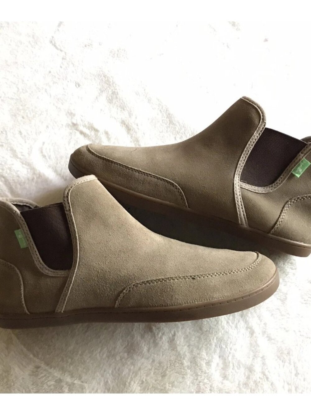 Sanuk Pair O Dice Brown Canvas Mid Casual Shoes Women Sz 9.5 Mid Sneaker